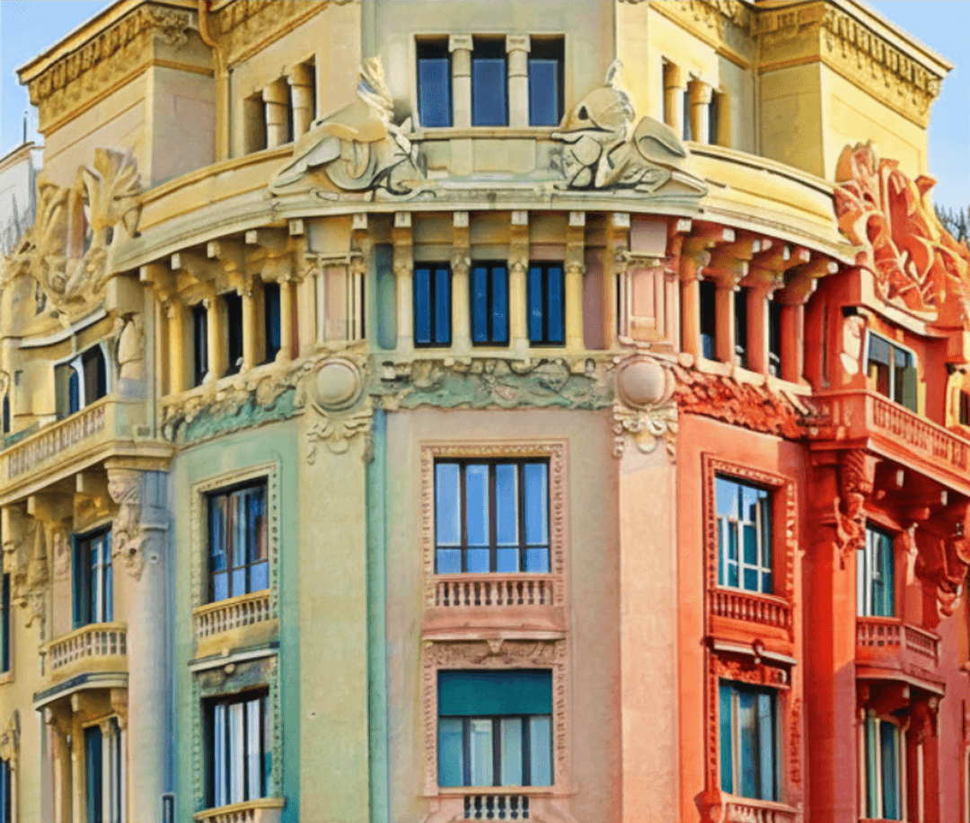 Urban scene revealing color