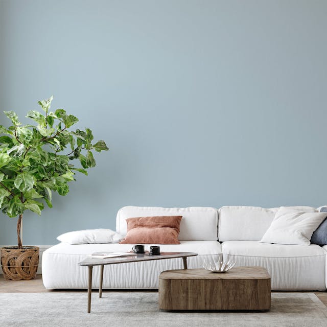 Dusty Light Blue Paint Color #B9CAD5 - vernice-wall-paint-interiors-dusty-light-purple-6