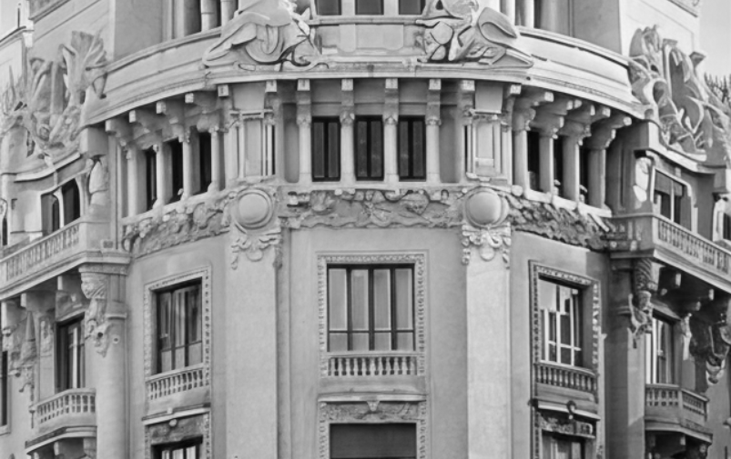 Urban scene in grayscale